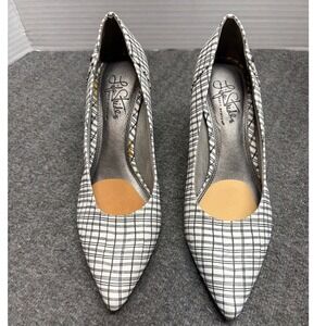 LifeStride Star Too Womens Black White Plaid Pointed Toe Pumps Heels Size 7M